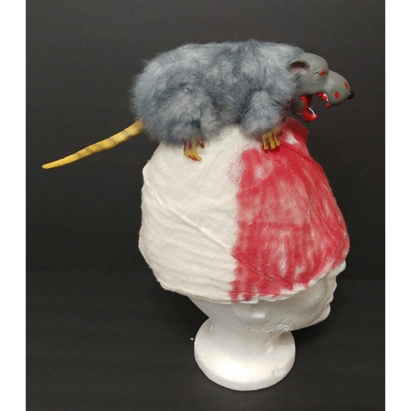 Gemmy Halloween Chewing Rat 🐀 Hat Lighted Eyes Adjusts Halloween Spooky Works - Picture 3 of 10